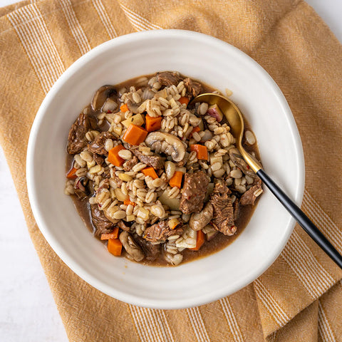 Melt in Your Mouth Beef & Barley Stew - Stock Your Freezer