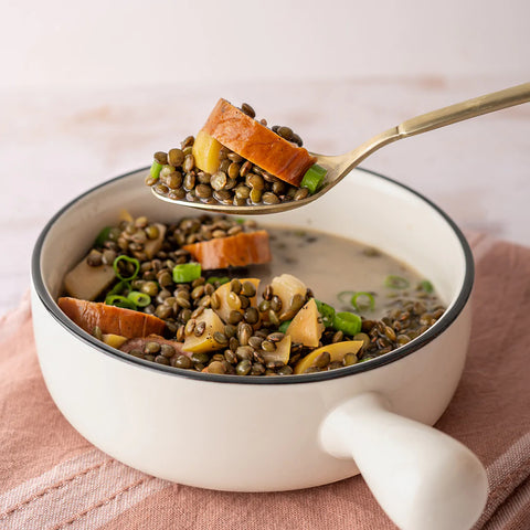 Lentil Soup with Smoked Kielbasa & Apple - Stock your Freezer