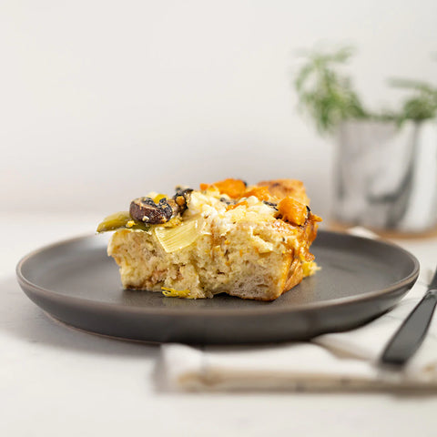 Wild Mushroom & Butternut Squash Bread Pudding - Stock Your Freezer