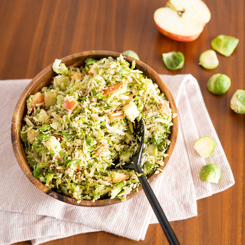 Shredded Brussels Sprouts with Bacon & Apples